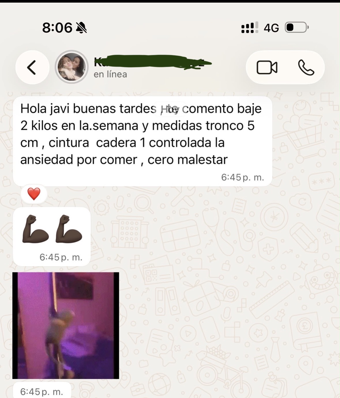 Clienta reporta 2 kilos y 5 cm menos en una semana